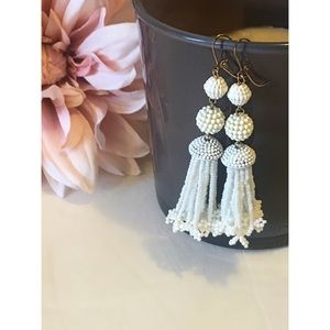 Fashionable Preppy White Tassel Earrings